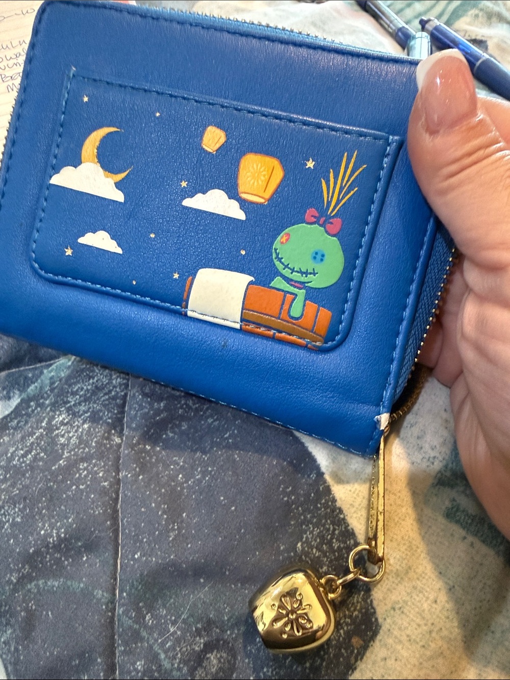 Loungefly Blue Disney Wallet with Gold Plaque and Lantern Accents - Picture 3 of 10